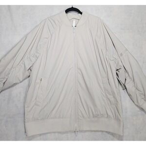 Zella Coat Mens XXL 2XL NEW Bomber Lightweight Relax Fit Gray Beige Zip Pockets